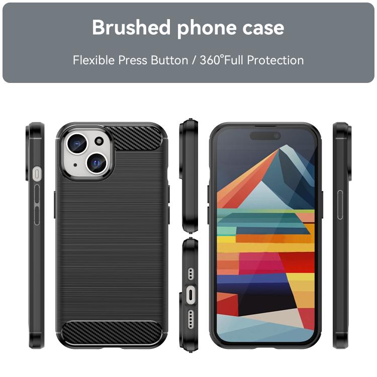For iPhone 15 WANLONFENG Brushed Texture Shockproof TPU Phone Case with Screen Film