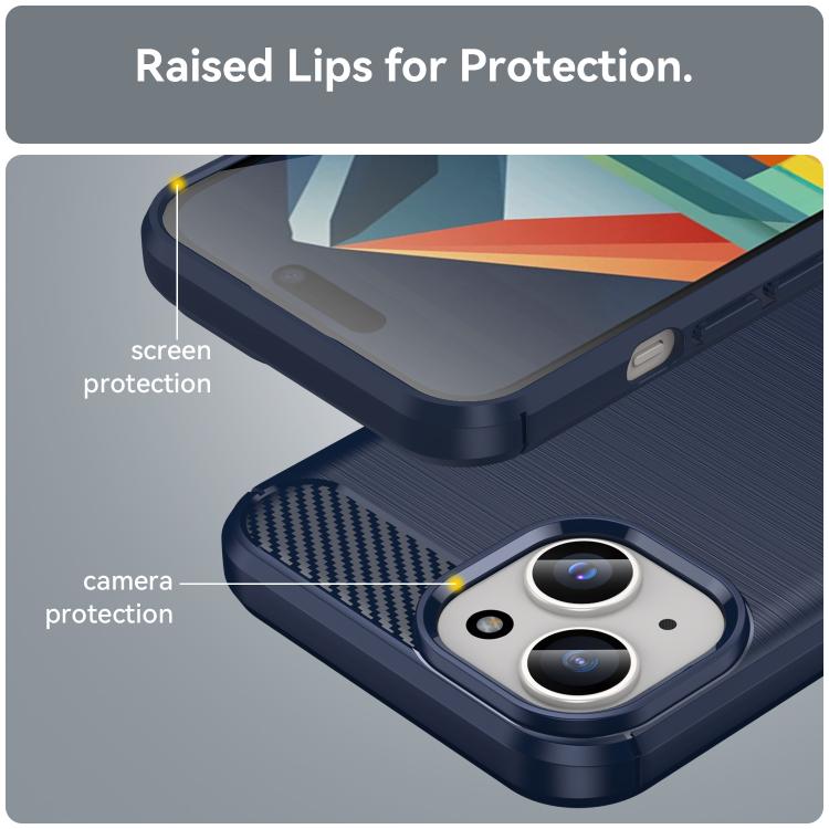 For iPhone 15 WANLONFENG Brushed Texture Shockproof TPU Phone Case with Screen Film