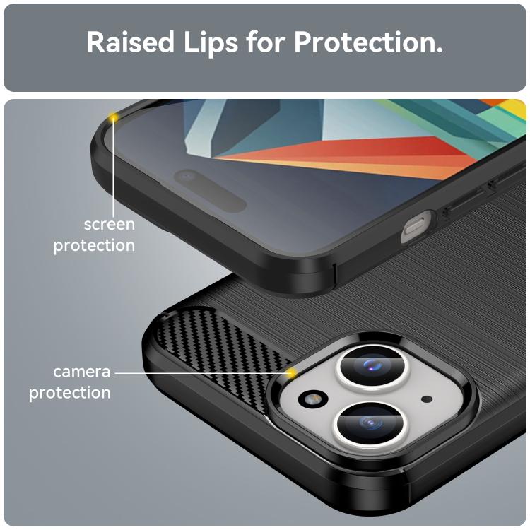 For iPhone 13 WANLONFENG Brushed Texture Shockproof TPU Phone Case with Screen Film