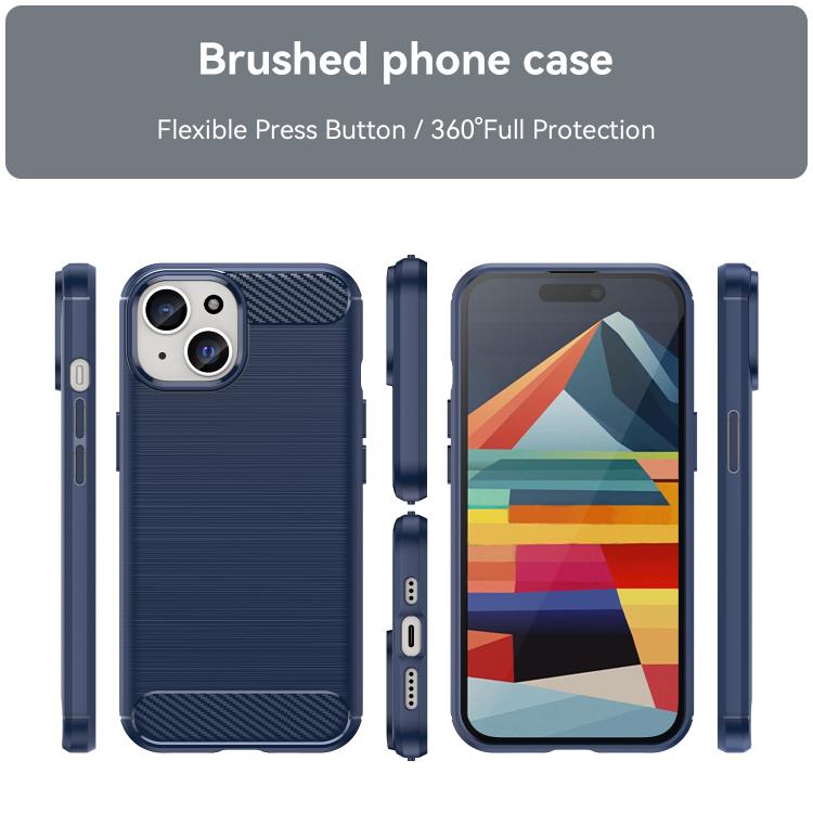 For iPhone 13 WANLONFENG Brushed Texture Shockproof TPU Phone Case with Screen Film