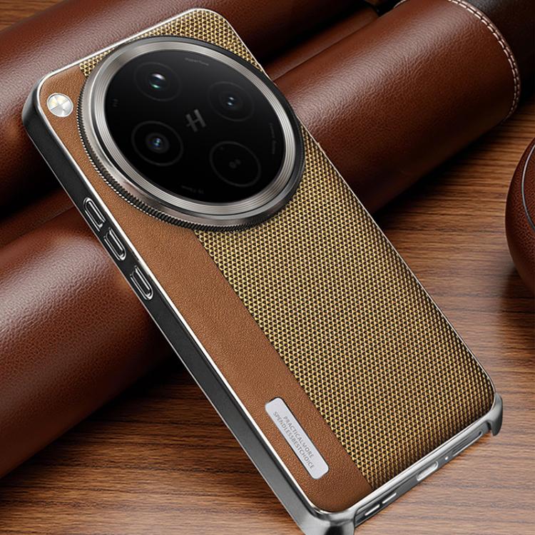 For OPPO Find X8 Electroplated Matte Frame Dual Color Splicing Vegan Leather Phone Case