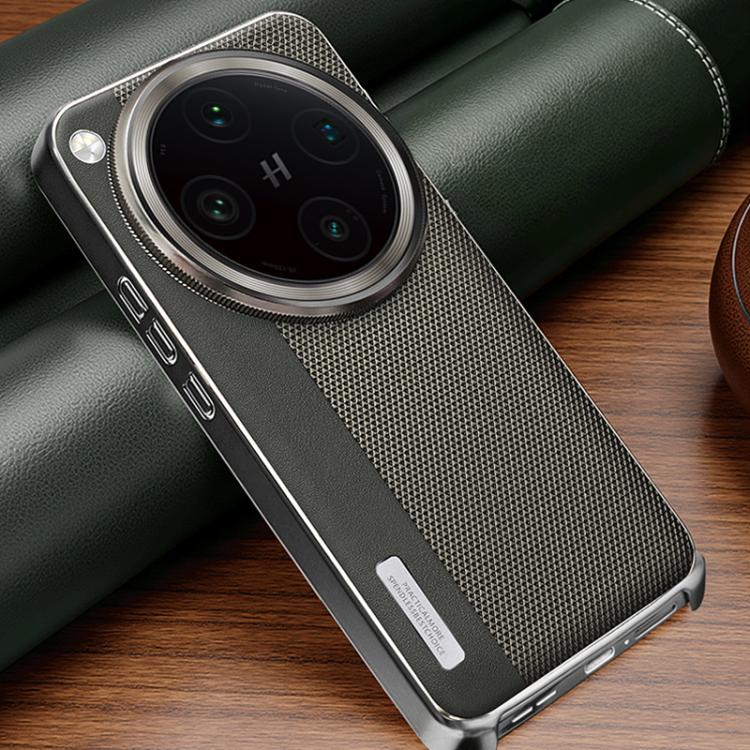 For OPPO Find X8 Pro Electroplated Matte Frame Dual Color Splicing Vegan Leather Phone Case