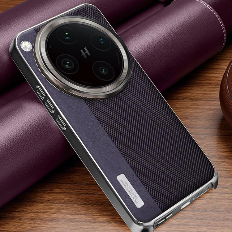 For OPPO Find X8 Pro Electroplated Matte Frame Dual Color Splicing Vegan Leather Phone Case