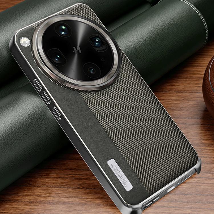 For OPPO Find X8 Ultra Electroplated Matte Frame Dual Color Splicing Vegan Leather Phone Case