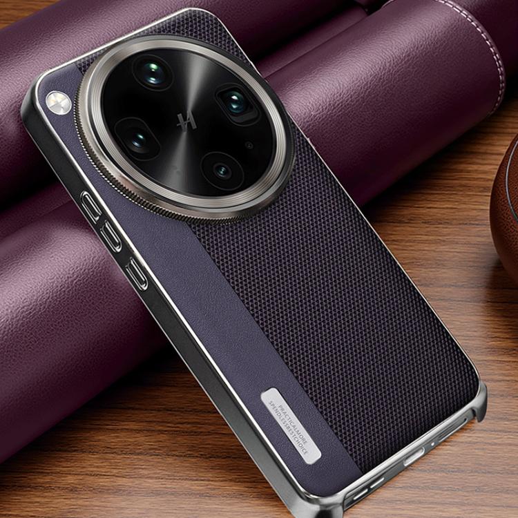 For OPPO Find X8 Ultra Electroplated Matte Frame Dual Color Splicing Vegan Leather Phone Case