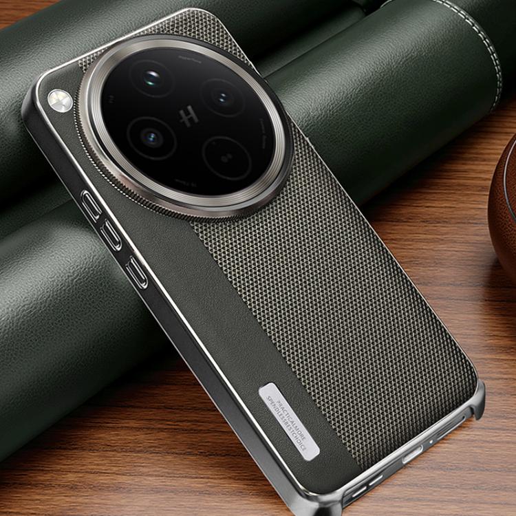 For OPPO Find X8s+ Electroplated Matte Frame Dual Color Splicing Vegan Leather Phone Case