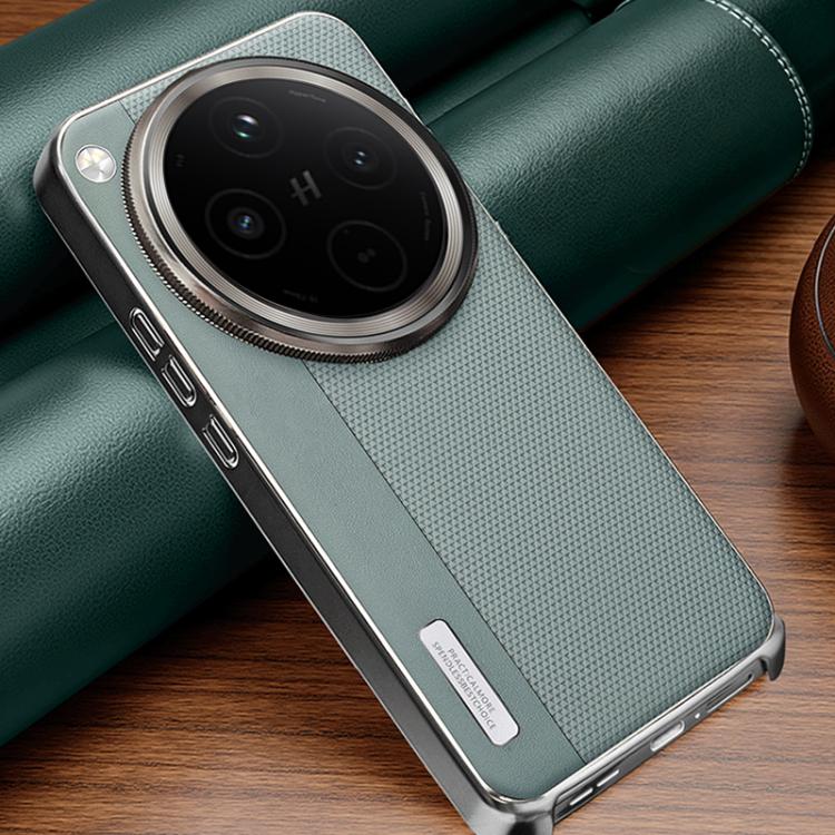 For OPPO Find X8s+ Electroplated Matte Frame Dual Color Splicing Vegan Leather Phone Case