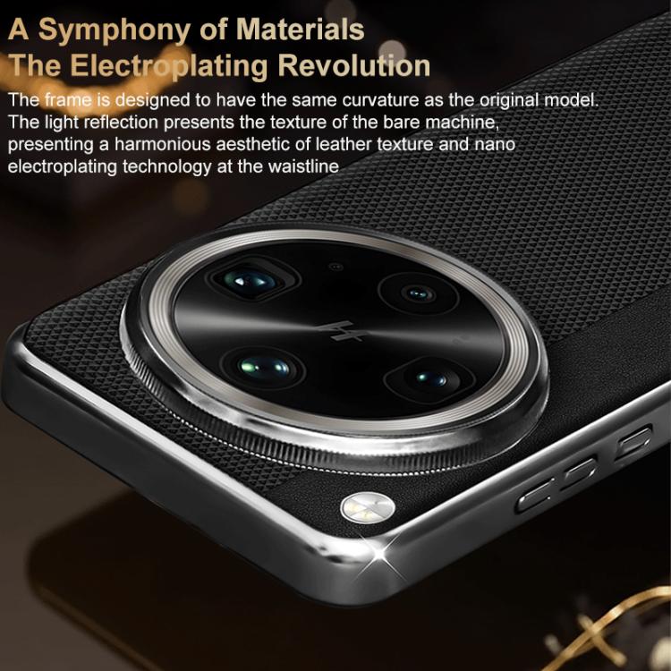 For OPPO Find X8 Pro Electroplated Matte Frame Dual Color Splicing Vegan Leather Phone Case