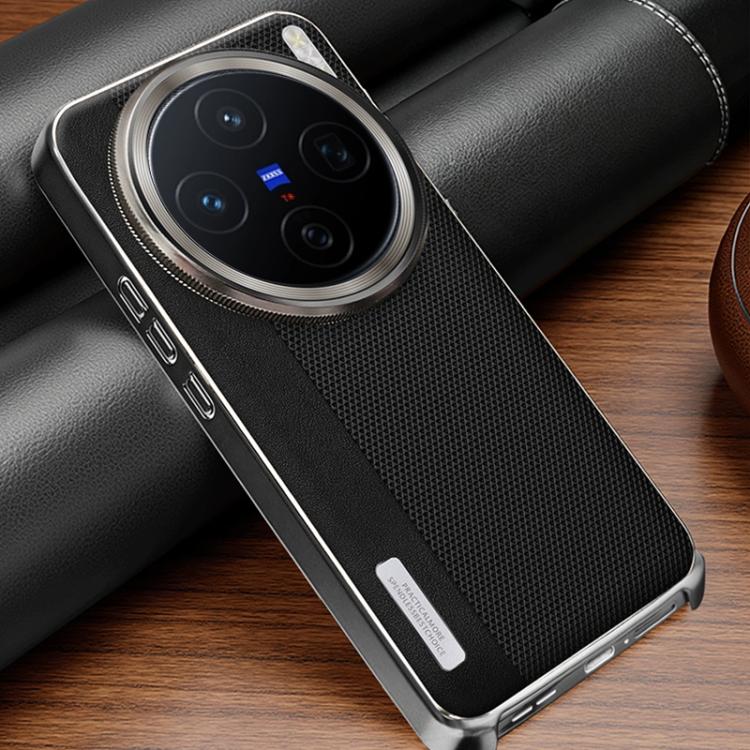 For vivo X200s Electroplated Matte Frame Dual Color Splicing Vegan Leather Phone Case