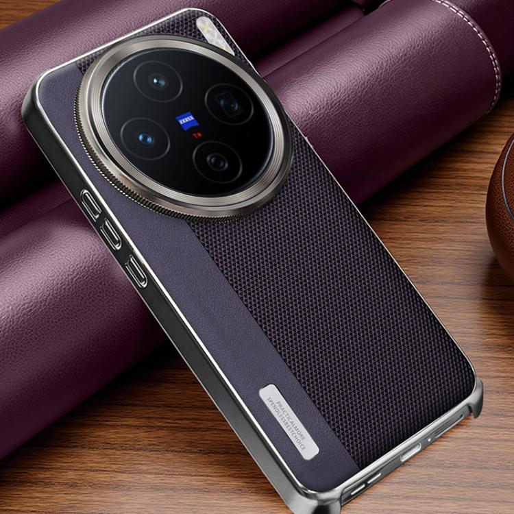 For vivo X200s Electroplated Matte Frame Dual Color Splicing Vegan Leather Phone Case