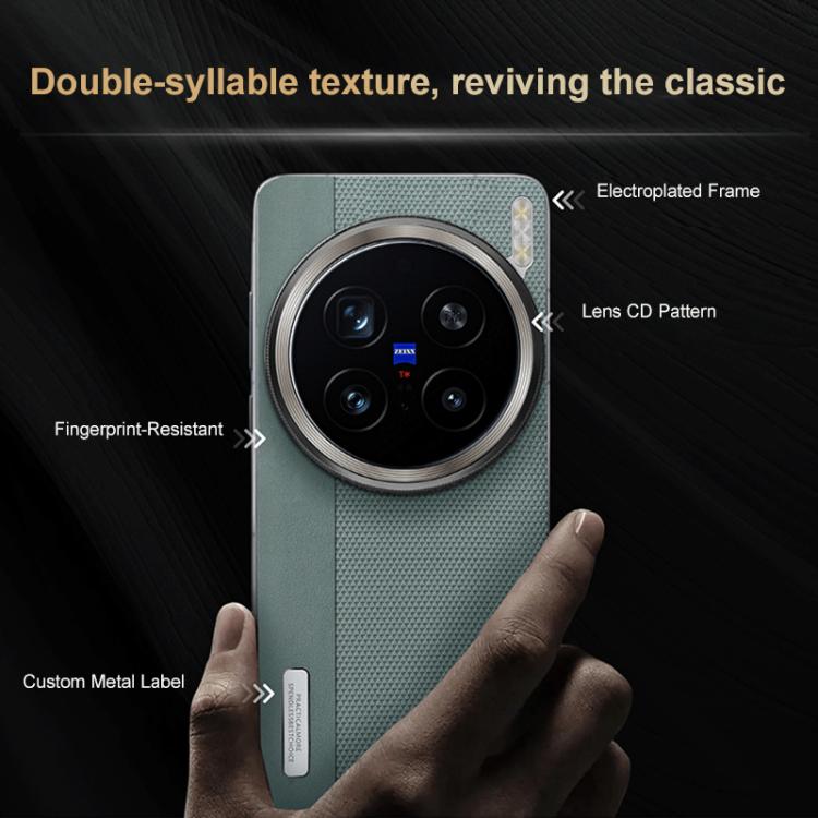 For vivo X200 Ultra Electroplated Matte Frame Dual Color Splicing Vegan Leather Phone Case