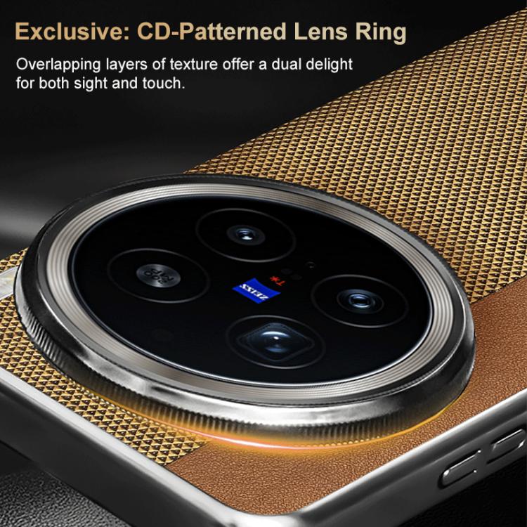 For vivo X200 Pro mini Electroplated Matte Frame Dual Color Splicing Vegan Leather Phone Case