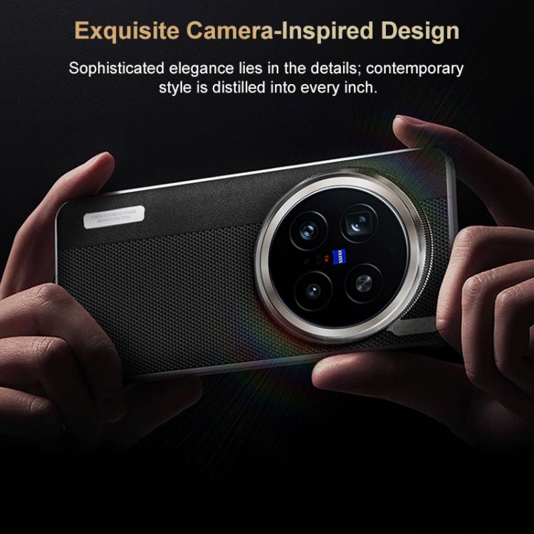 For vivo X200 Electroplated Matte Frame Dual Color Splicing Vegan Leather Phone Case
