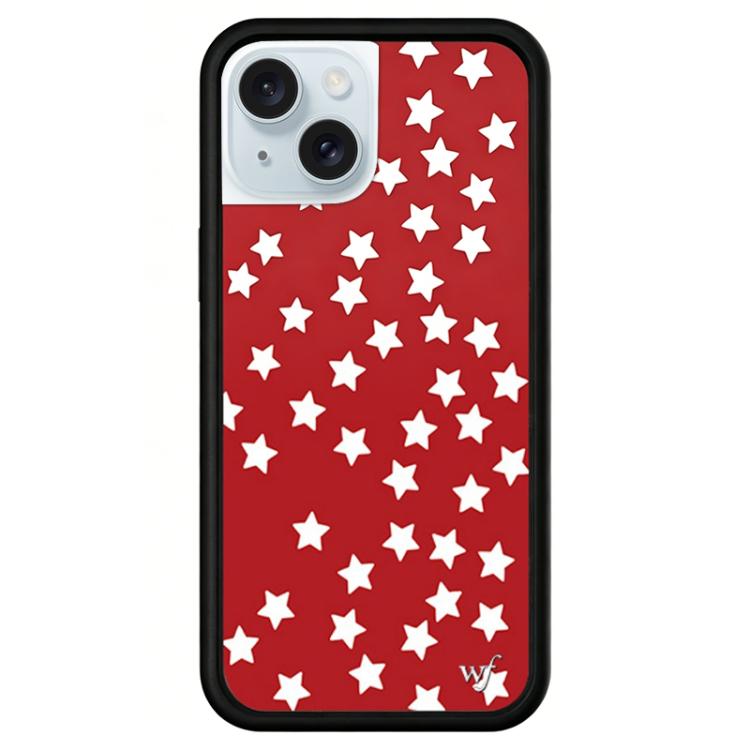 For iPhone 15 WildFlow Red Star Series Pattern Phone Case