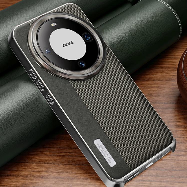 For Huawei Mate 60 Pro/Pro+ Electroplated Matte Frame Dual Color Splicing Vegan Leather Phone Case