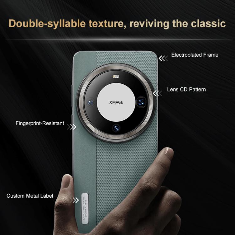 For Huawei Mate 60 Electroplated Matte Frame Dual Color Splicing Vegan Leather Phone Case