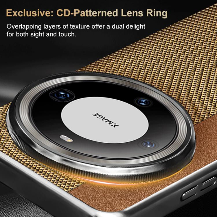 For Huawei Mate 60 Electroplated Matte Frame Dual Color Splicing Vegan Leather Phone Case