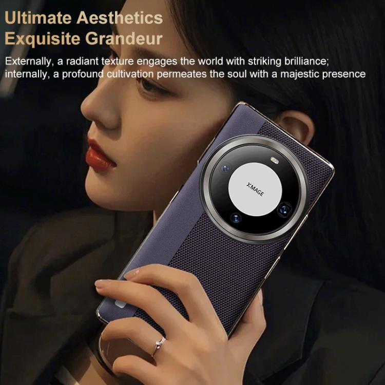 For Huawei Mate 60 Electroplated Matte Frame Dual Color Splicing Vegan Leather Phone Case