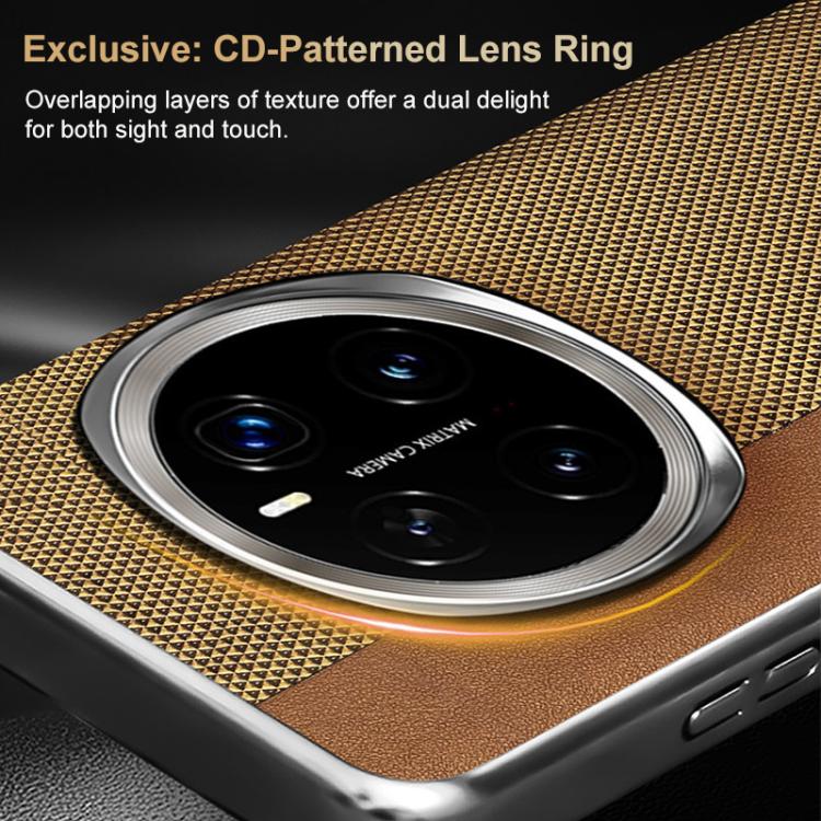 For Honor Magic7 Pro Electroplated Matte Frame Dual Color Splicing Vegan Leather Phone Case