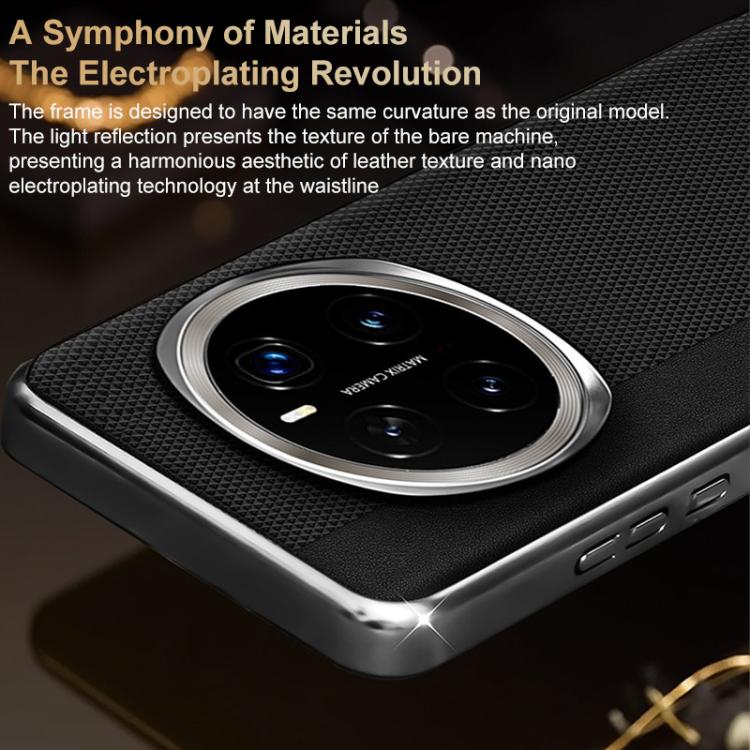 For Honor Magic7 Pro Electroplated Matte Frame Dual Color Splicing Vegan Leather Phone Case
