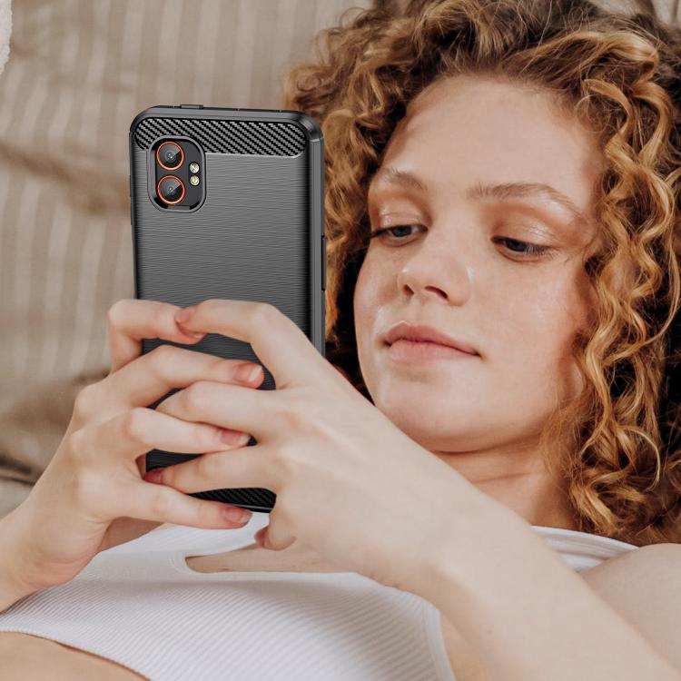 For Galaxy XCover7 Pro WANLONFENG Brushed Texture Shockproof TPU Phone Case with Screen Film