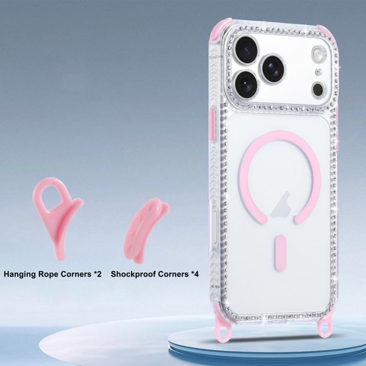 For iPhone 17 Dream Diamond 2 in 1 Shockproof Magnetic Phone Case with Long Lanyard