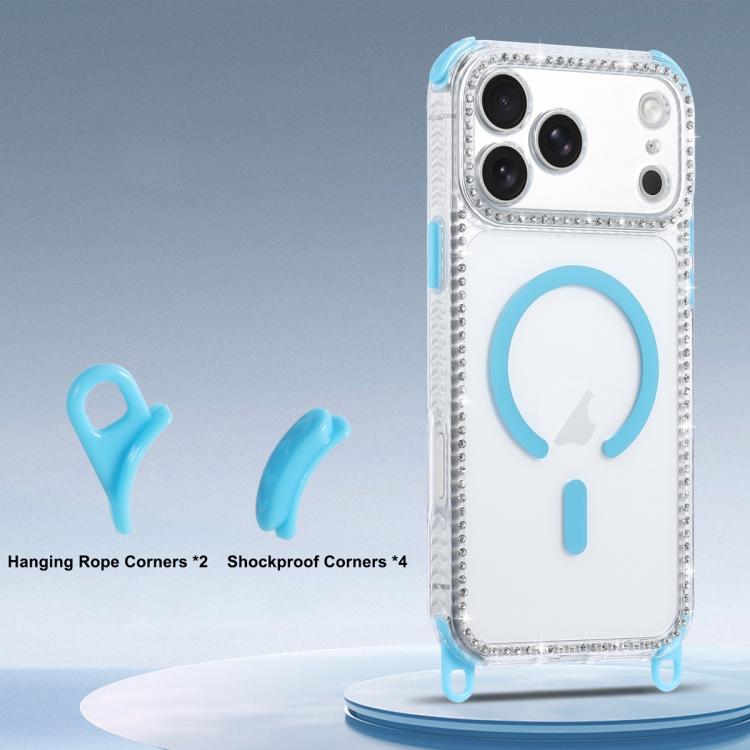 For iPhone 17 Dream Diamond 2 in 1 Shockproof Magnetic Phone Case with Long Lanyard