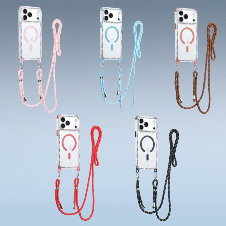 For iPhone 17 Dream Diamond 2 in 1 Shockproof Magnetic Phone Case with Long Lanyard