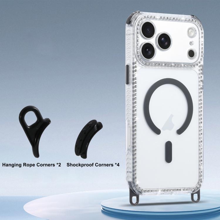 For iPhone 17 Dream Diamond 2 in 1 Shockproof Magnetic Phone Case with Long Lanyard