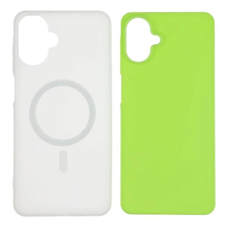 For Galaxy A06 4G WANLONFENG Macarons Matte Magnetic Phone Case with 2pcs Screen Films