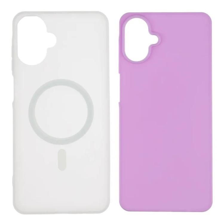 For Galaxy A07 4G WANLONFENG Macarons Matte Magnetic Phone Case with 2pcs Screen Films
