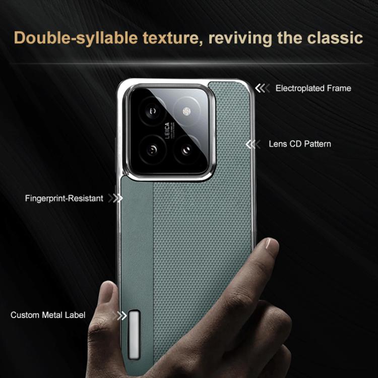 For Xiaomi 15 Pro Electroplated Matte Frame Dual Color Splicing Vegan Leather Phone Case