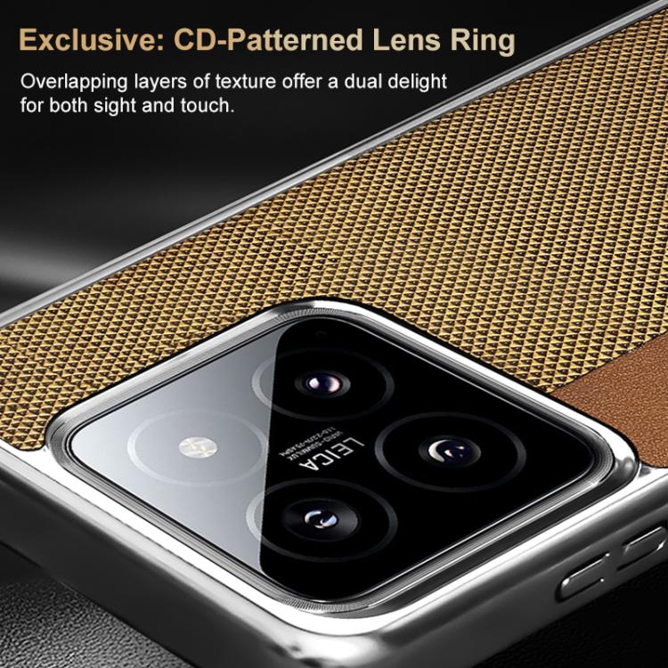 For Xiaomi 15 Ultra Electroplated Matte Frame Dual Color Splicing Vegan Leather Phone Case