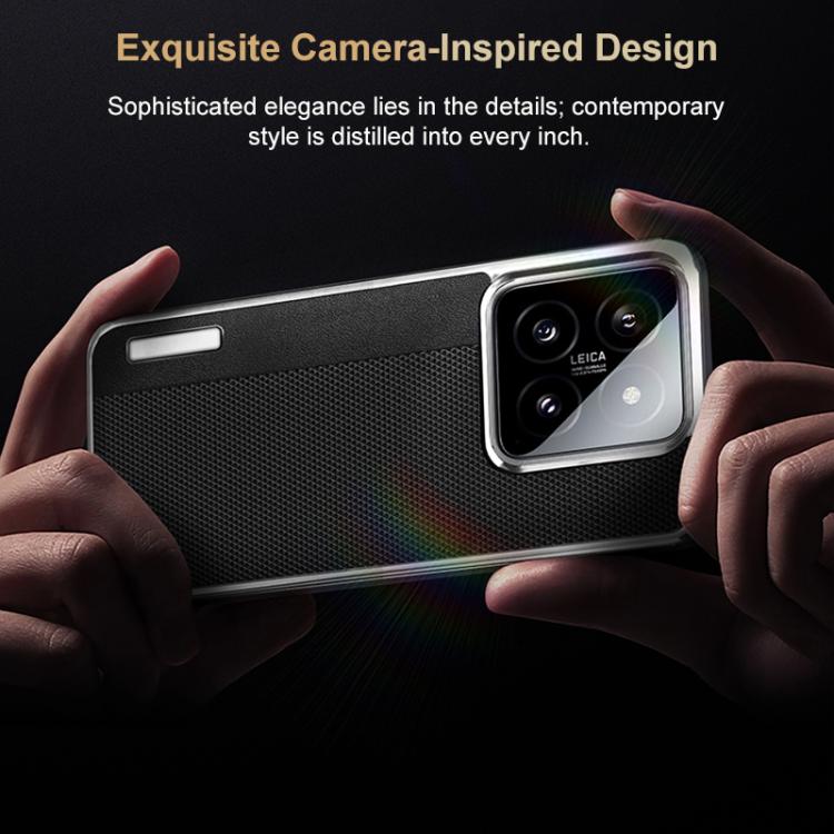 For Xiaomi 15 Pro Electroplated Matte Frame Dual Color Splicing Vegan Leather Phone Case