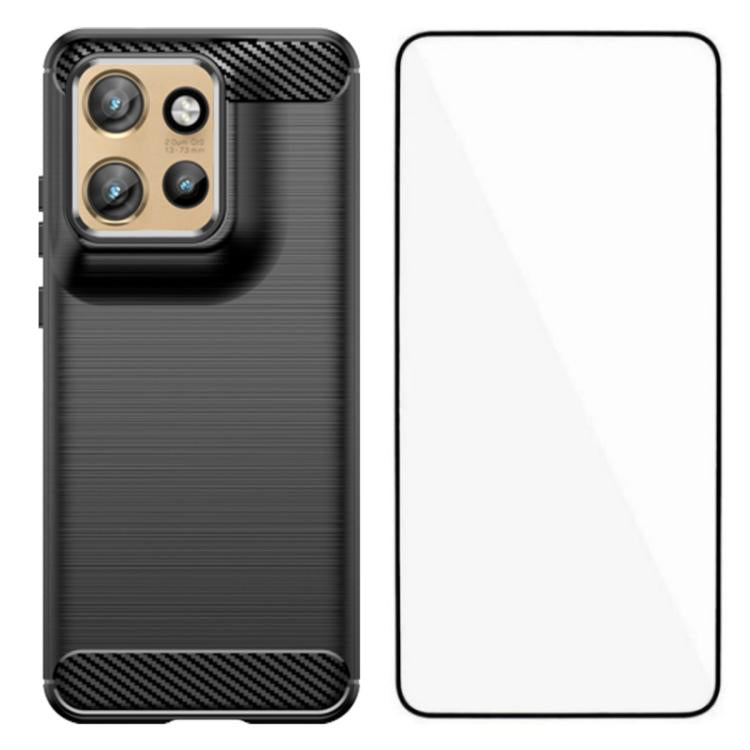 For Motorola Edge 50 Neo 5G WANLONFENG Brushed Texture Shockproof TPU Phone Case with Screen Film