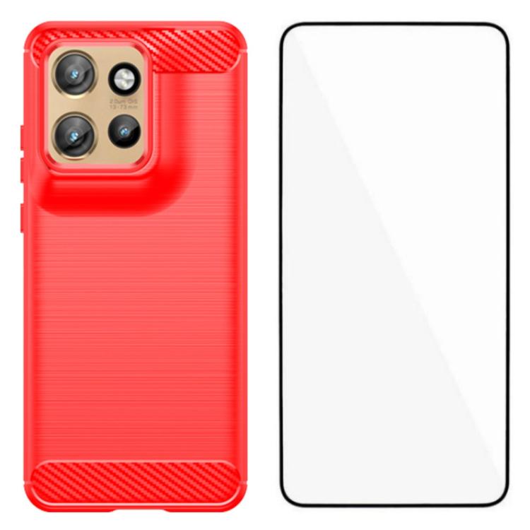 For Motorola Edge 50 Neo 5G WANLONFENG Brushed Texture Shockproof TPU Phone Case with Screen Film