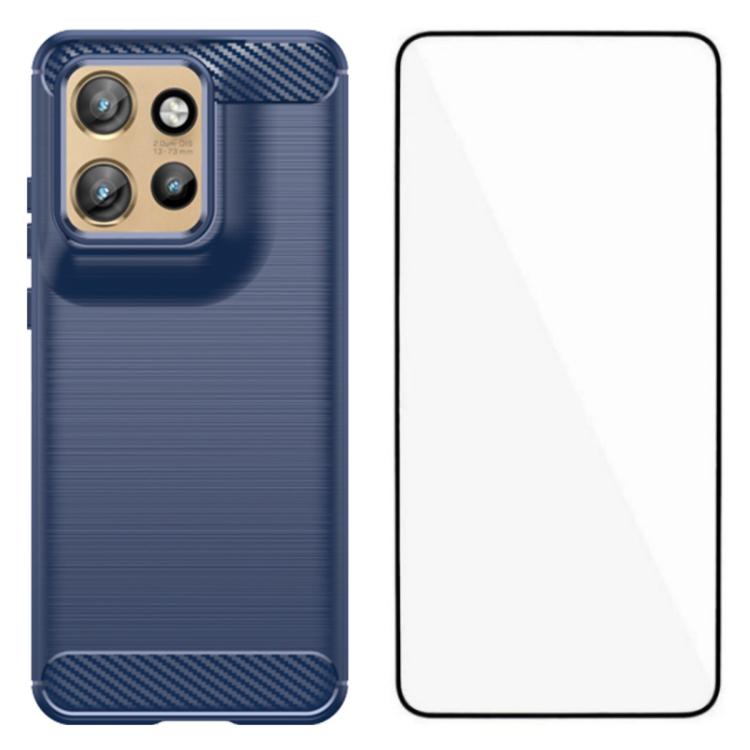 For Motorola Edge 50 Neo 5G WANLONFENG Brushed Texture Shockproof TPU Phone Case with Screen Film