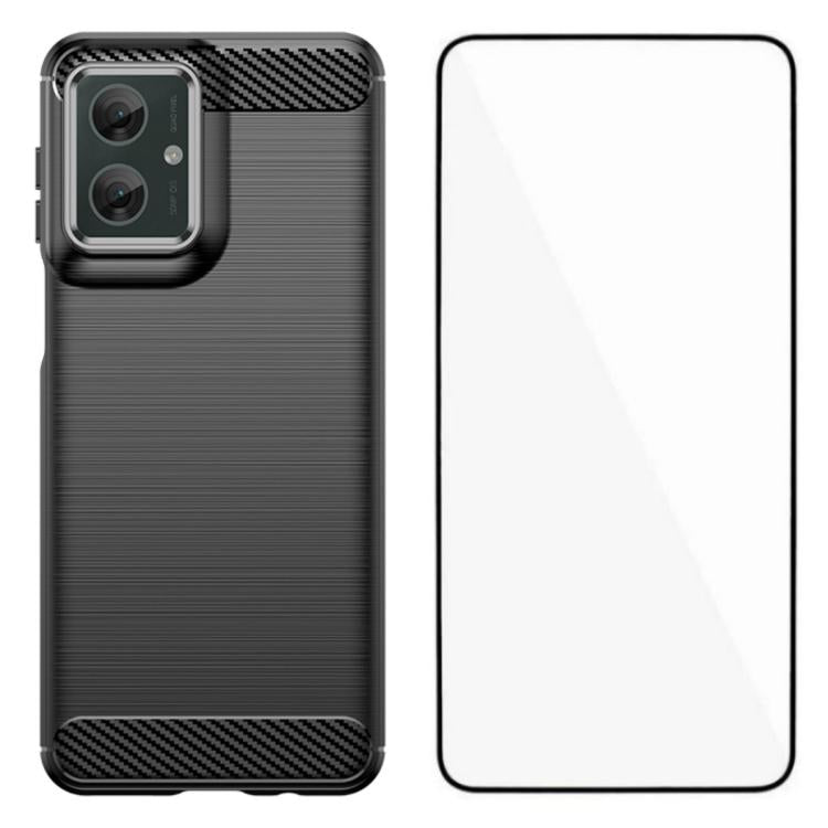 For Motorola Moto G55 5G WANLONFENG Brushed Texture Shockproof TPU Phone Case with Screen Film