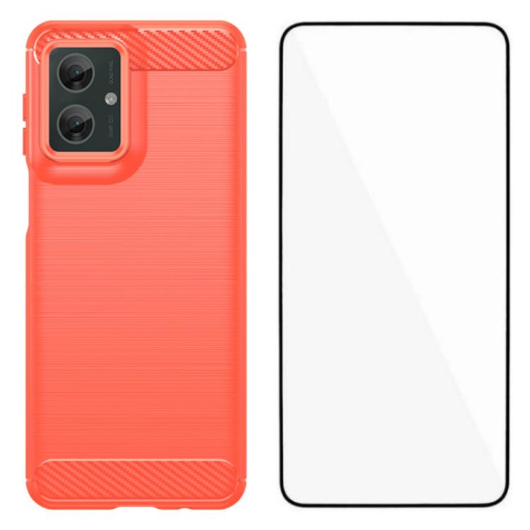 For Motorola Moto G55 5G WANLONFENG Brushed Texture Shockproof TPU Phone Case with Screen Film