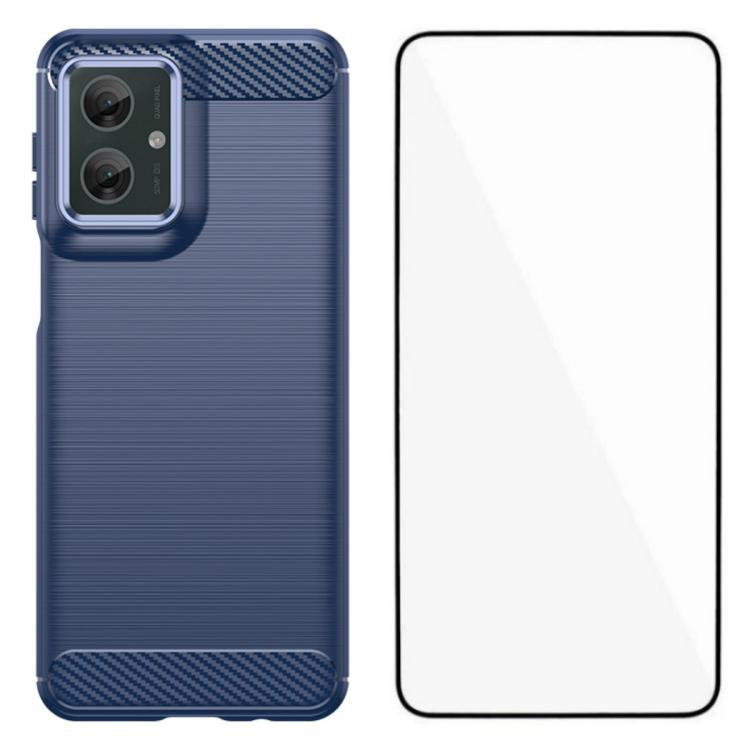 For Motorola Moto G55 5G WANLONFENG Brushed Texture Shockproof TPU Phone Case with Screen Film