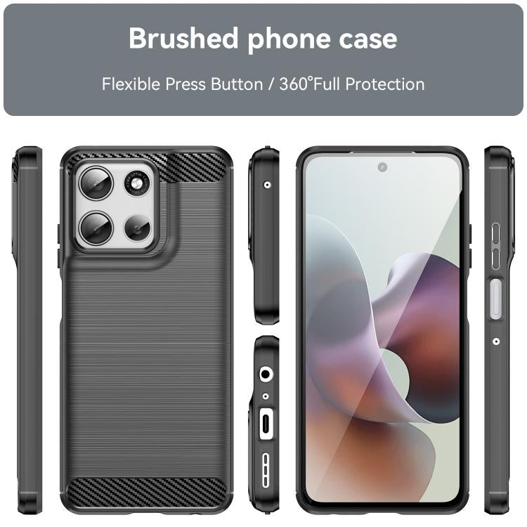 For Motorola Moto G56 5G WANLONFENG Brushed Texture Shockproof TPU Phone Case with Screen Film
