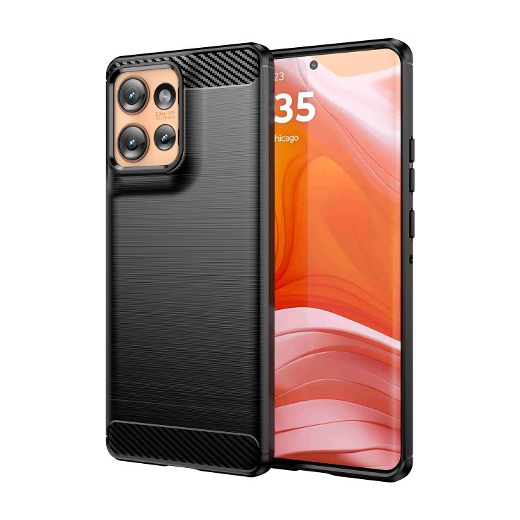 For Motorola Edge 50 5G WANLONFENG Brushed Texture Shockproof TPU Phone Case with Screen Film