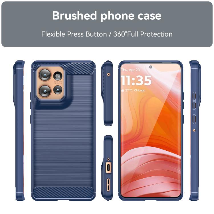 For Motorola Edge 50 5G WANLONFENG Brushed Texture Shockproof TPU Phone Case with Screen Film