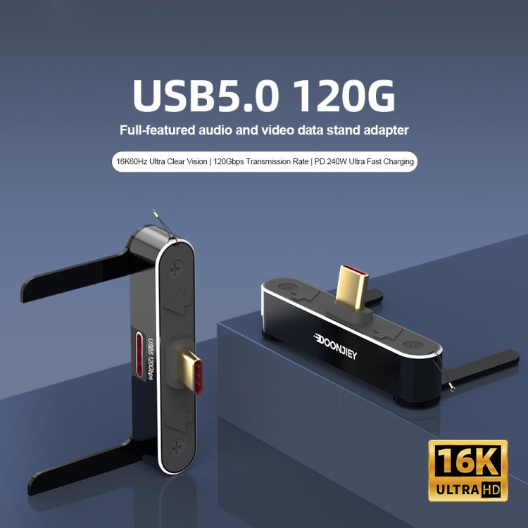 DOONJIEY 16K 120Gbps USB5 Type-C Full Function Holder Adapter - Black