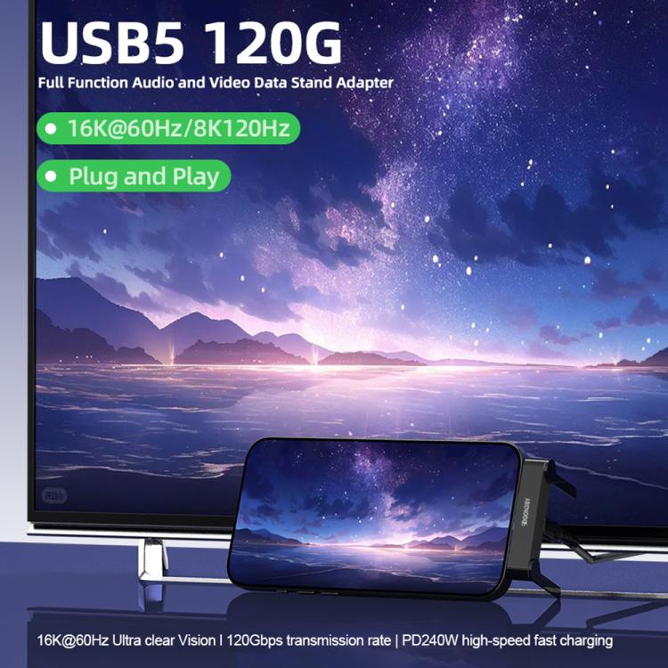 DOONJIEY 16K 120Gbps USB5 Type-C Full Function Holder Adapter - Black