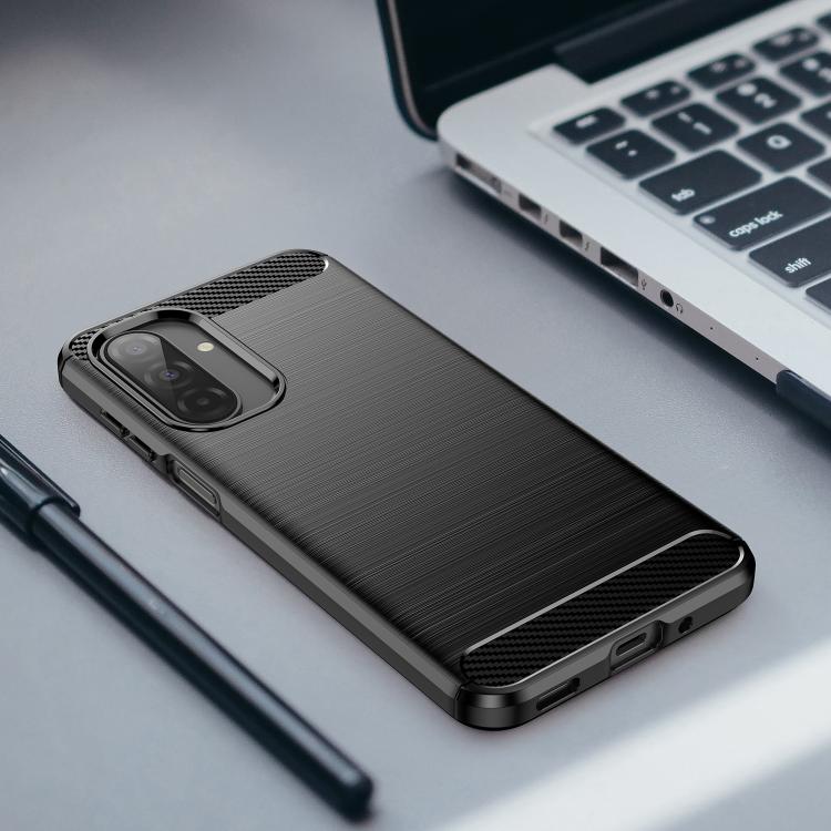 For Galaxy A17 5G / 4G WANLONFENG Brushed Texture Shockproof TPU Phone Case with Screen Film