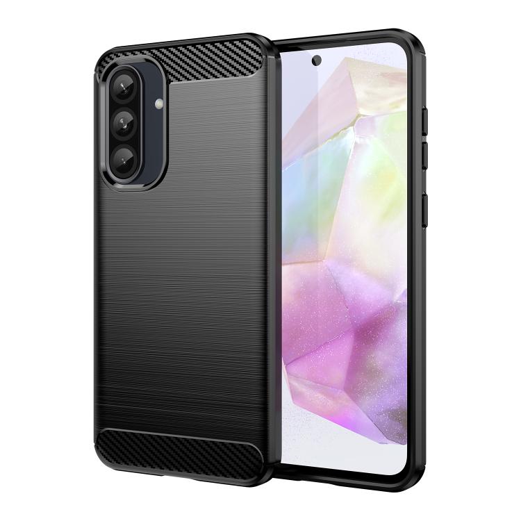 For Galaxy A35 5G WANLONFENG Brushed Texture Shockproof TPU Phone Case with Screen Film