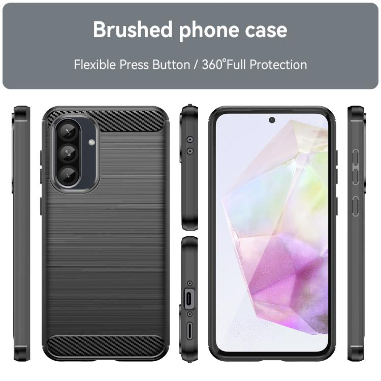 For Galaxy A36 5G WANLONFENG Brushed Texture Shockproof TPU Phone Case with Screen Film