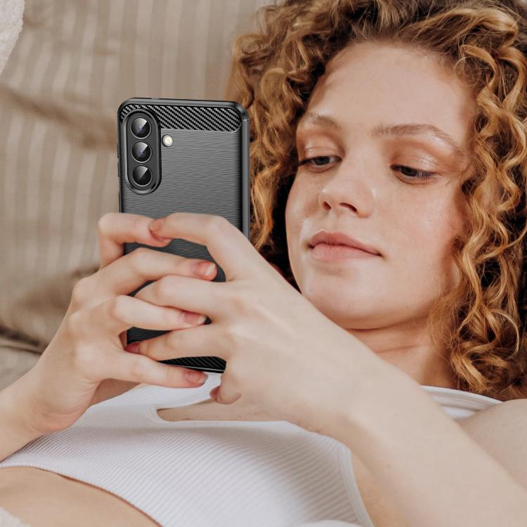 For Galaxy A57 5G WANLONFENG Brushed Texture Shockproof TPU Phone Case with Screen Film