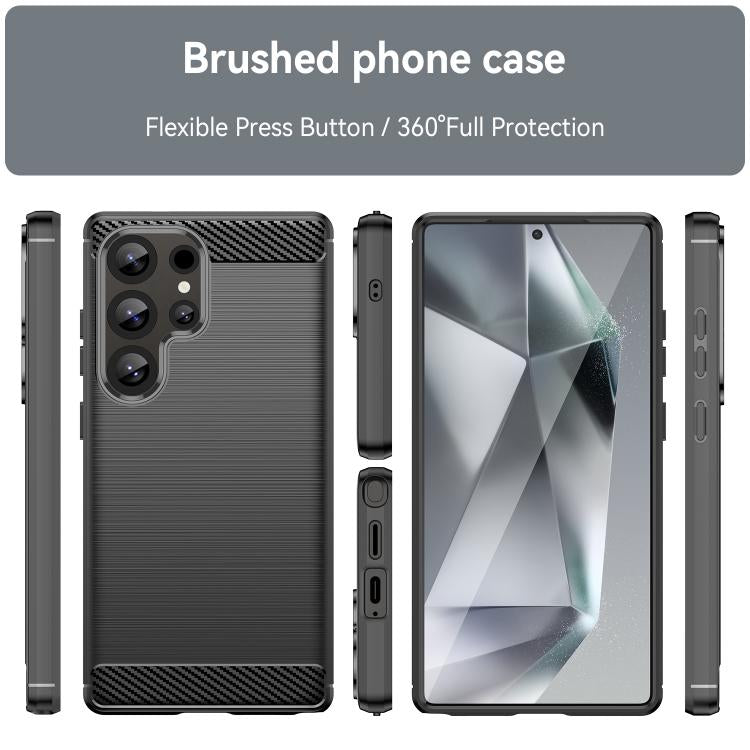 For Galaxy S24 Ultra 5G WANLONFENG Brushed Texture Shockproof TPU Phone Case with Screen Film